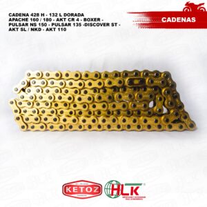 CADENA 428H-132L DORADA, REFORZADA/ KETOZ